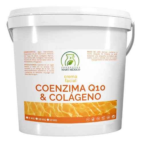 Crema Facial & Corporal Coenzima Q10 Con Colágeno 10 Kilos