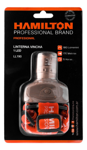 Linterna Vincha Led 190 Lumenes Foco Ajustabl Hamilton Ll190