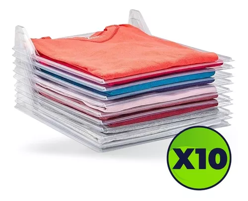 Organizador Remeras Camisas Bandeja Separadora Ropa Pack X10