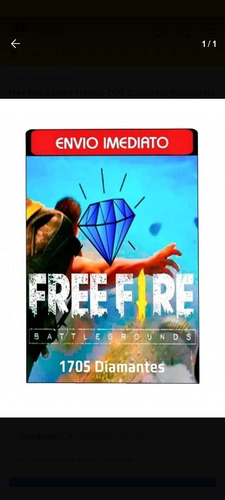 Imagem 1 de 1 de Free Fire Garena Freefire 1705 Diamantes Recarga Na Conta