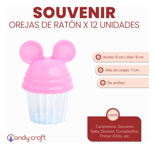 Souvenir Orejas De Ratón X 12 Unidades