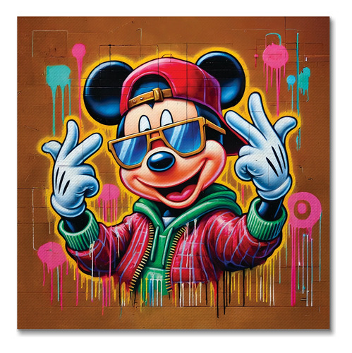 Mickey Mouse Urban Paint Cuadro Canvas 60 X 60 Cm