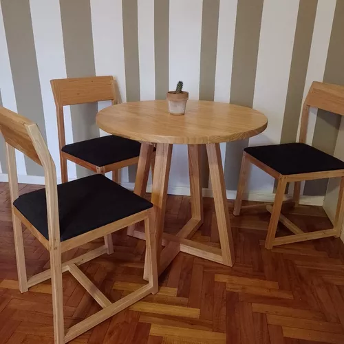 Mesa Redonda De Comedor Madera Dura Maciza 120cm Diámetro