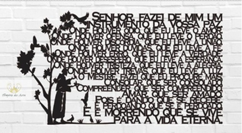 Oração São Francisco 60x33cm Lettering Mdf Escultura Parede