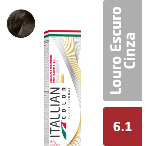 Imagem 2 de 2 de Coloração Itallian Color 6.1 Louro Escuro Cinza 60gr Tintura