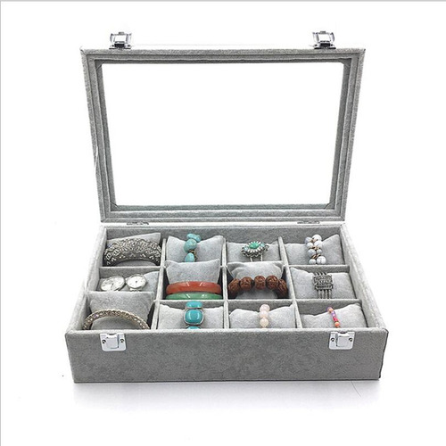 Caja Bandeja De 12 Compartimientos Con Cojín Para Pulseras