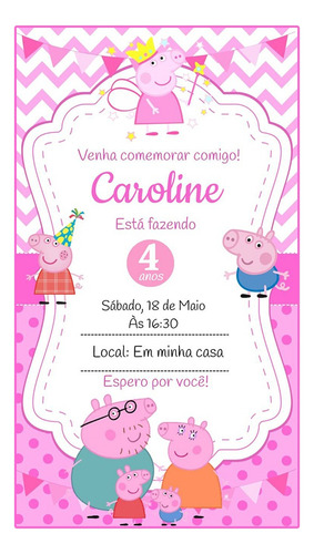 Convite Digital Escolha O Seu Envio Imediato Peppa Pig
