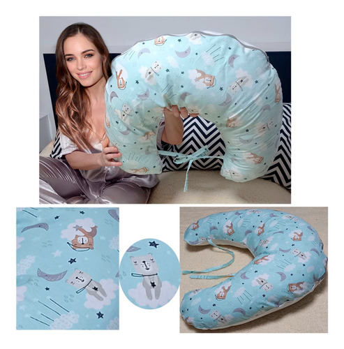 Imagen 2 de 5 de Almohadon Almohada Amamantar Funda Con Cierre Y Tiras Ajuste