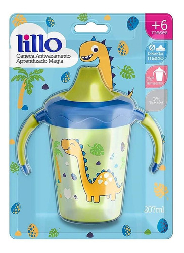 Caneca Antivazamento Lillo Magia 6+ Meses 207ml, Azul