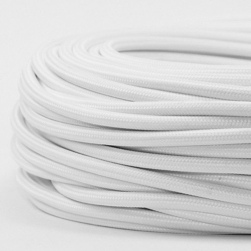 Cable Forrado En Tela Textil Color Blanco Vintage Por Metro