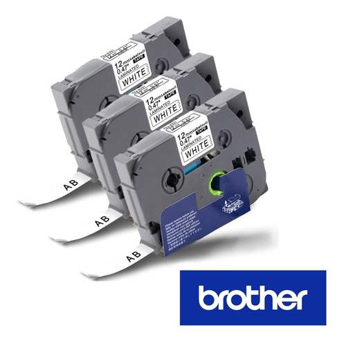 Imagen 3 de 4 de Cinta Laminada Tze-231 Brother P Touch 12mm 8m Bn
