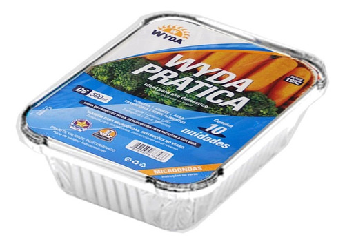 Marmitex De Aluminio C/ Tampa Quadrada Wyda 10 Und 500ml