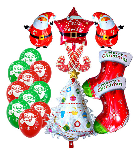 Combo Kit Deco Fiesta Globos Navidad N° 1