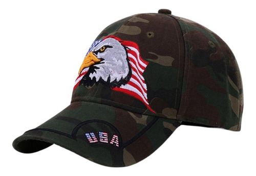 Boné Masculino Camuflado Aba Curva Exército Águia Americana