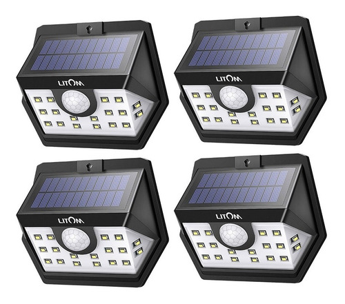 Conj 4 Luminárias Led C/ Energia Solar Litom X001-soulx3