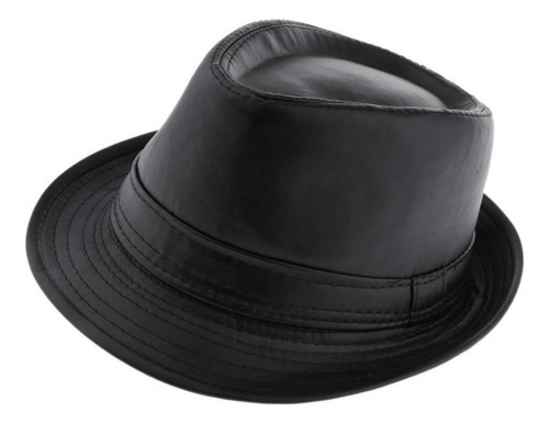 Sombrero De Copa De Cuero Pu Gorro De Jazz Clásico Unisex