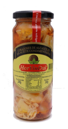 Corazones De Alcauciles Condimentados Horvindul - 300 Gramos