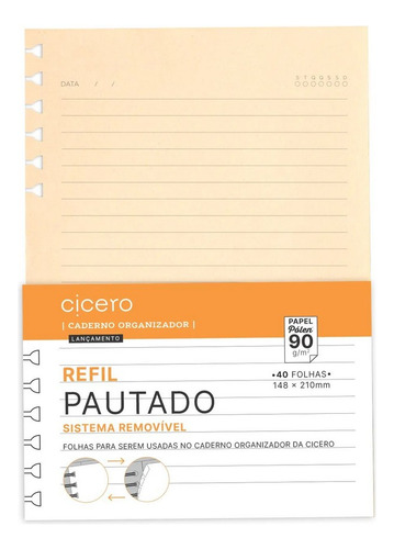 Refil Caderno Organizador 40 Folhas Pólen 90g A5 Cicero