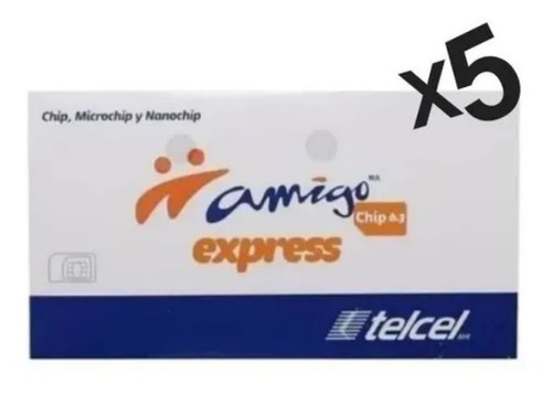 5x1 Tarjeta Sim Chip Telcel 2g 3g 4g 375 Ameca