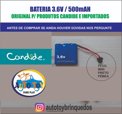 Imagem 2 de 2 de Bateria 3.6v500mah Mini Plug Preto