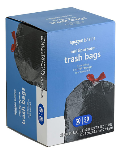 Amazon Basics Flextra Bolsa De Basura Multiusos Con Cordó...