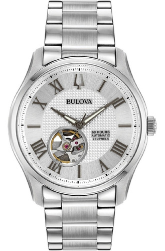 Relógio Bulova Masculino Automático 96a207 Esqueleto Aço