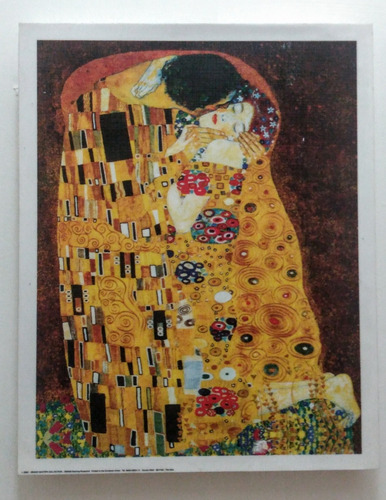 El Beso Klimt 20 X 25 Cms En Bastidor Blanco Texturarizado