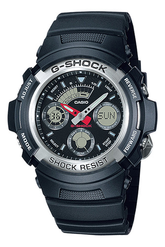 Reloj Hombre Casio Aw-590-1adr G-shock Color De La Correa Negro Color Del Bisel Negro Color Del Fondo Negro