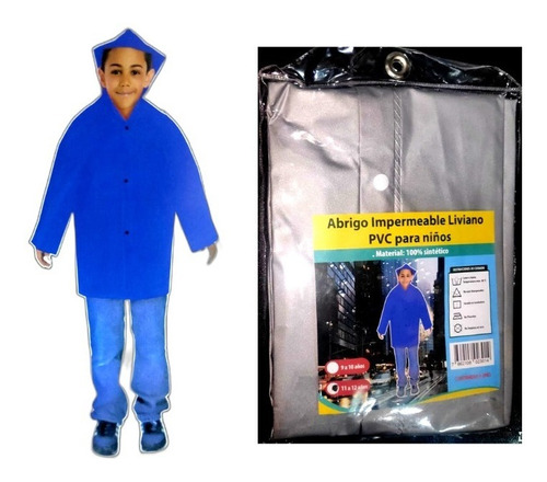 Abrigo Impermeable Liviano Pvc Para Niños De 11 A 12 Años