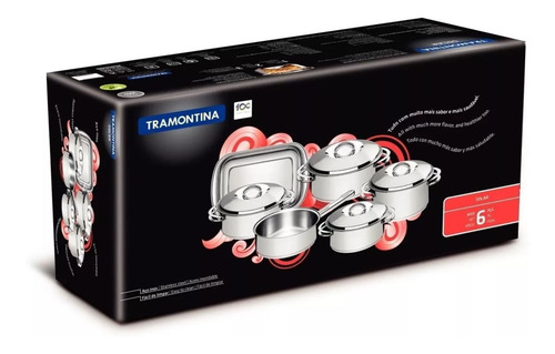 Juego De Ollas Tramontina En Acero Inox Fondo Triple 6 Pieza