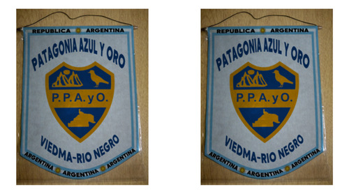 Banderin Chico 13cm Patagonia Azul Y Oro Viedma