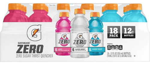 Gatorade Zero Sugar 3 Sabores 18 Piezas 2 Cajas