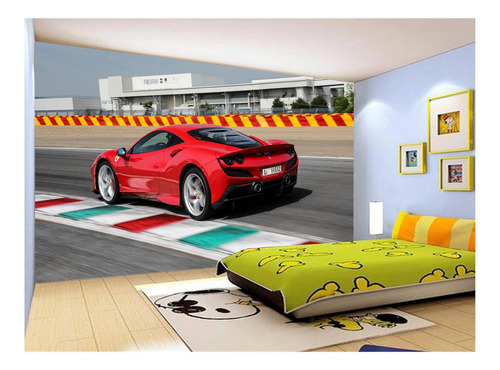 Adesivo De Parede Carro Ferrari Vermelha Pista 3,0m² Car125