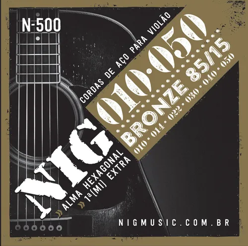 comprar Encordoamento Nig Cordas 010 Para Violão Aço Bronze 85u002F15