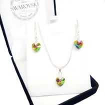 Comprar Exquisito Conjunto Swarovski Plata 925 Aros Collar Esmeralda