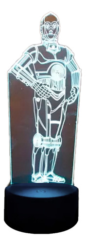 Lámpara 3d App Incluida Star Wars C3po