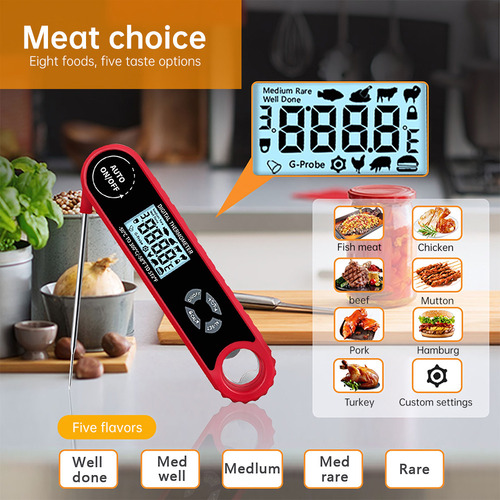 Termómetro Para Carne De Doble Sonda Con Pantalla Lcd, Luz D