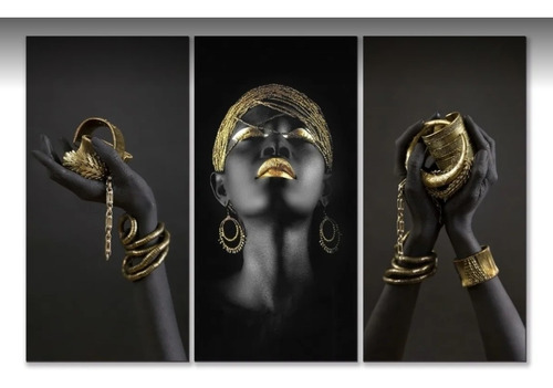 Cuadro Decorativo Madera Mujer Oro Y Negro 