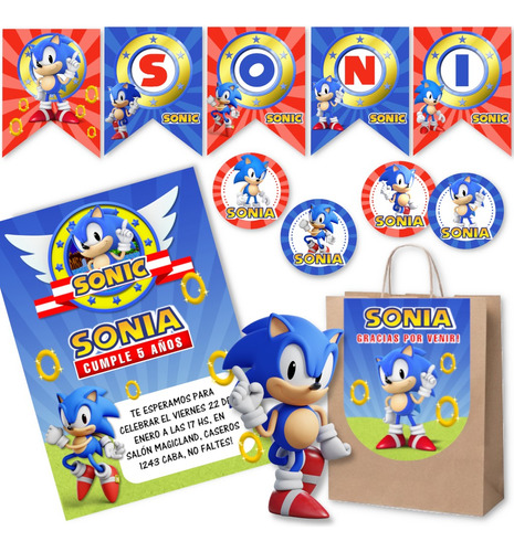 Kit Imprimible Sonic 100% Editable Candy Bar Banderines