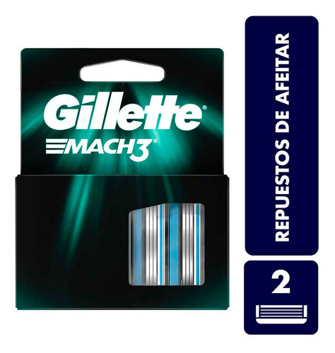 Gillette Mach3 Repuestos Para Afeitar Con Hojas Afiladas 2pz