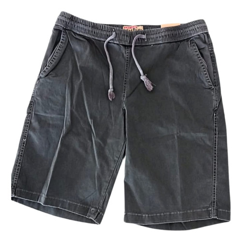 Bermuda Short De Gabardina Casual Playa Con Bolsas Y Jareta