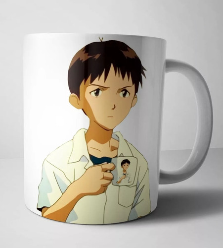 Taza Evangelion Shinji Sosteniendo Una Taza Meme