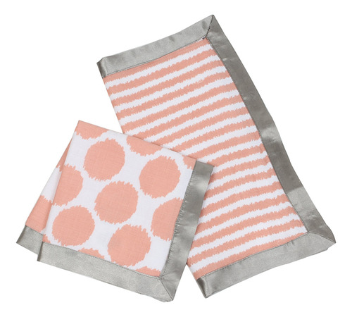 Bacati - Ikat Muslin 2 Pc Mantas De Seguridad (gris/coral)