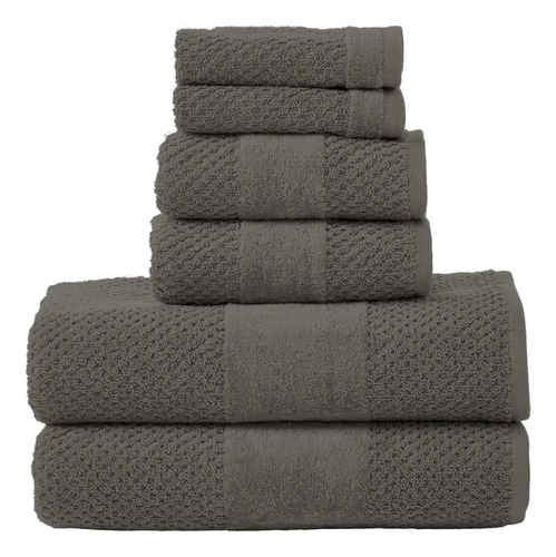 Modern Threads Textured 6 Piece Set, 2 Bath Towels, 2