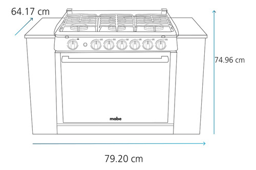 Estufa De Empotre 80 Cm Plata Mercury Mabe - Ma0c80300ci4