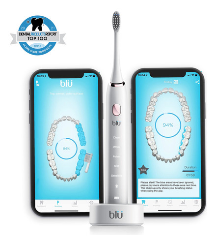 Cepillo Eléctrico Con App Blu Smart Monitorea Salud Dental Color Blanco