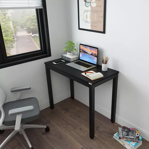 Need Escritorio pequeño para computadora portátil para mesa de computadora  de espacio pequeño (escritorio de color nogal negro y marco de acero negro)