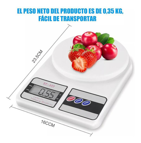 Rii Báscula De Cocina Digital De 1 G A 10 Kg, Color Blanco
