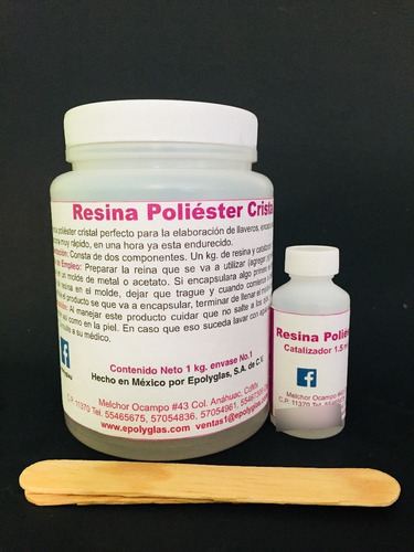 Kit Resina Poliester Cristal P/llaveros/diges+aros+3moldes+p