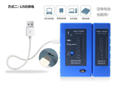 Tester Rj45 Rj11 Calidad Linterna Led Entrada Micro